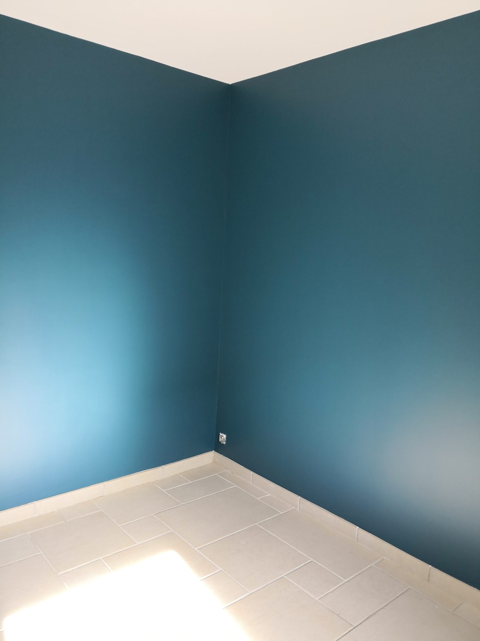 Peinture murs bleu canard chambre ACS Déco